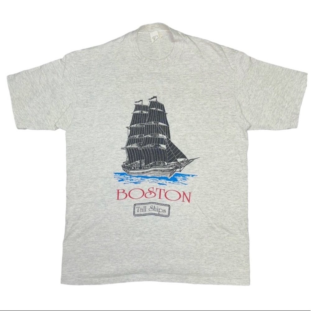 Vintage 1990s Single Stitch Boston Tall Ships T-shirt Grey